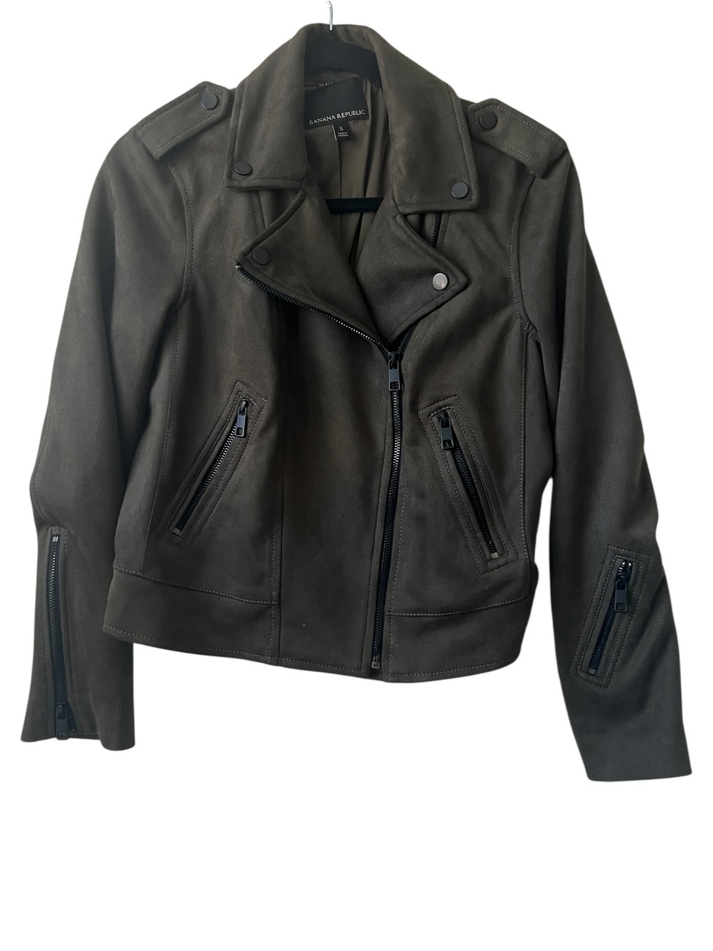 Banana Republic Vegan Suede Khaki Moto Jacket Size S